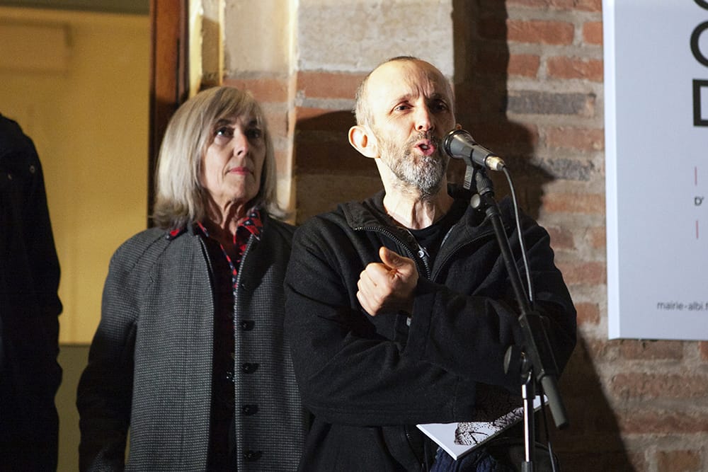 Frédéric Boyer, lors des discours. Au second plan, Marie Angelé (DRAC)- Photo : Phœbé Meyer